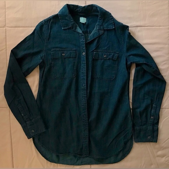 a new day Tops - NWOT a new day Denim Blue 100% Cotton Button-Down Long Sleeve - S